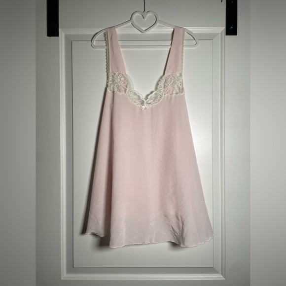 Frenchmaid Pastel Pink Tank Top with White Lace - Picture 3 of 7